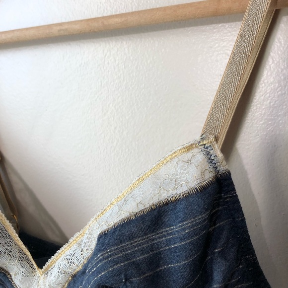 VANITY FAIR Bralette Lace detail Blue Gold - Picture 4 of 8